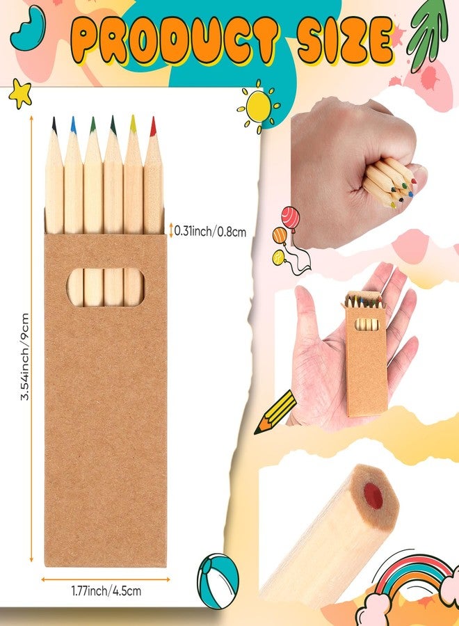 Faccito 10 Packs Mini Drawing Colored Pencils for Kids 3.5 Inch Portable Short Fat 6 Different color Pre Sharpened Pencils in Bulk for Children Painting Classroom School Supplies - Image 2